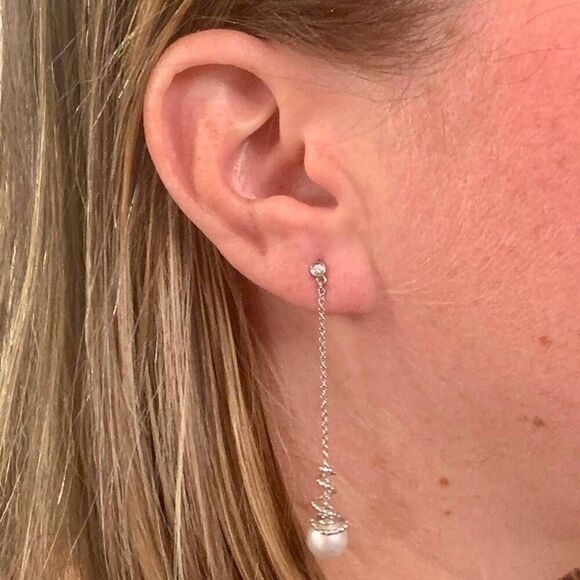 Akoya Pearl Earrings 14 KT Gold Certified $999 013431 - Picture 1 of 11